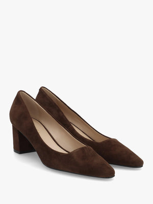 Daniel Easton Brown Suede Block Heel Court Shoes