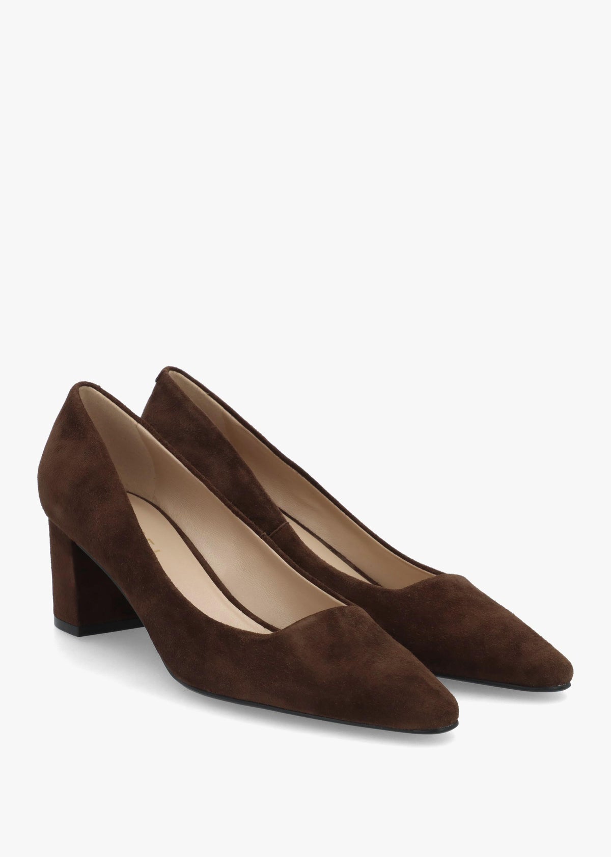 Daniel Easton Brown Suede Block Heel Court Shoes