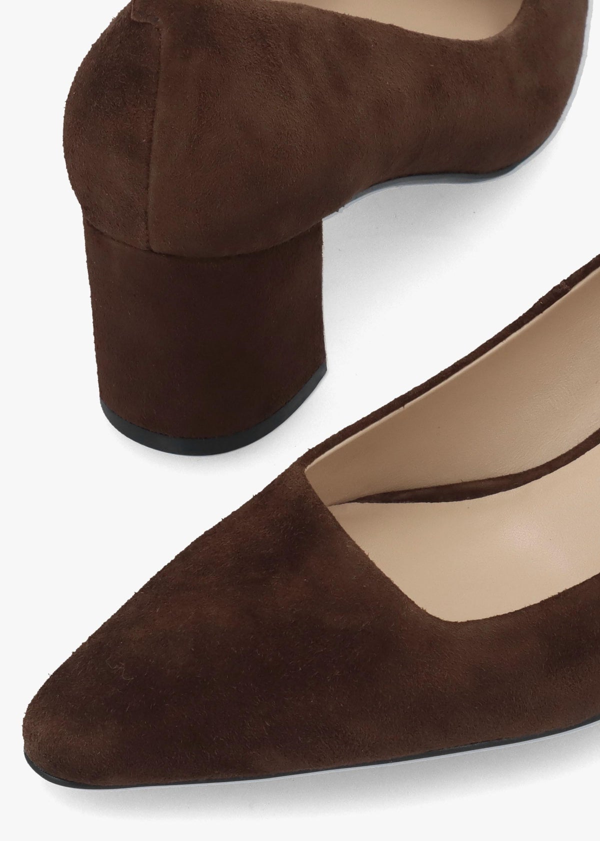 Daniel Easton Brown Suede Block Heel Court Shoes