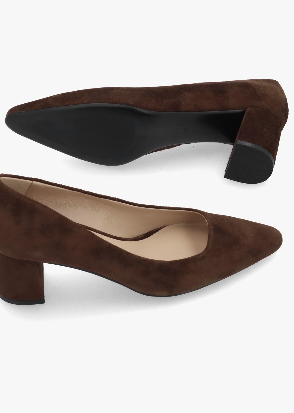 Daniel Easton Brown Suede Block Heel Court Shoes