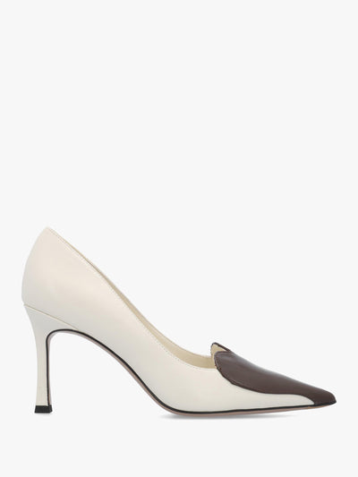 Daniel Elove Off White Leather Heart Toe Cap Court Shoes