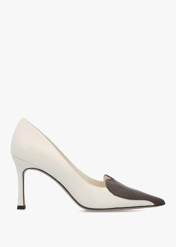 Daniel Elove Off White Leather Heart Toe Cap Court Shoes