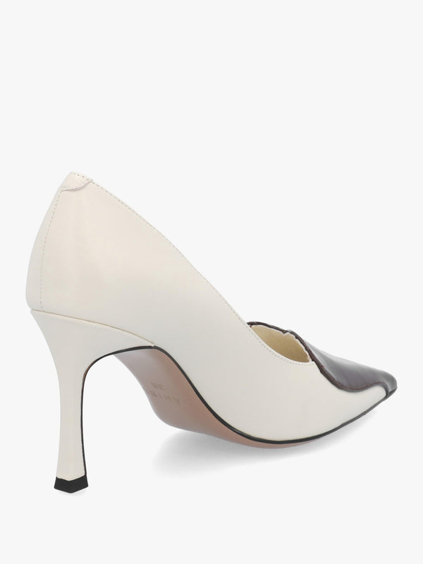 Daniel Elove Off White Leather Heart Toe Cap Court Shoes