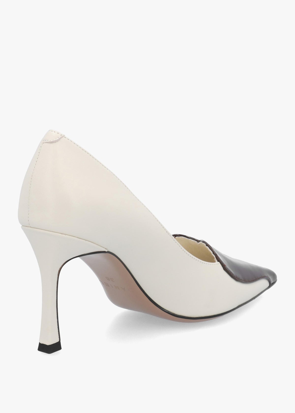 Daniel Elove Off White Leather Heart Toe Cap Court Shoes