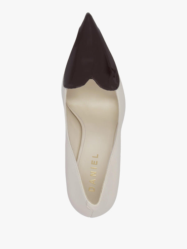 Daniel Elove Off White Leather Heart Toe Cap Court Shoes