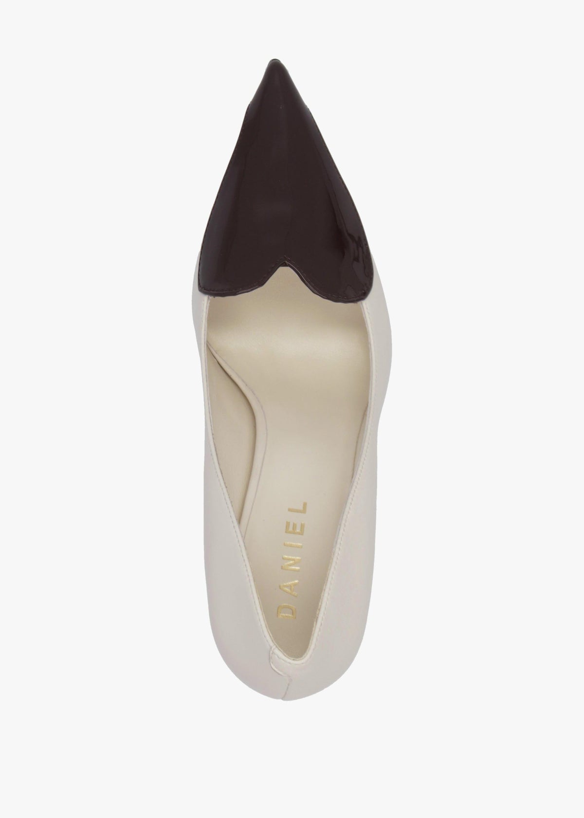 Daniel Elove Off White Leather Heart Toe Cap Court Shoes