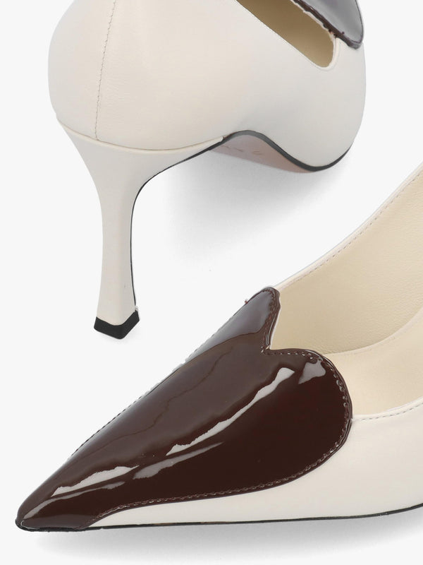 Daniel Elove Off White Leather Heart Toe Cap Court Shoes