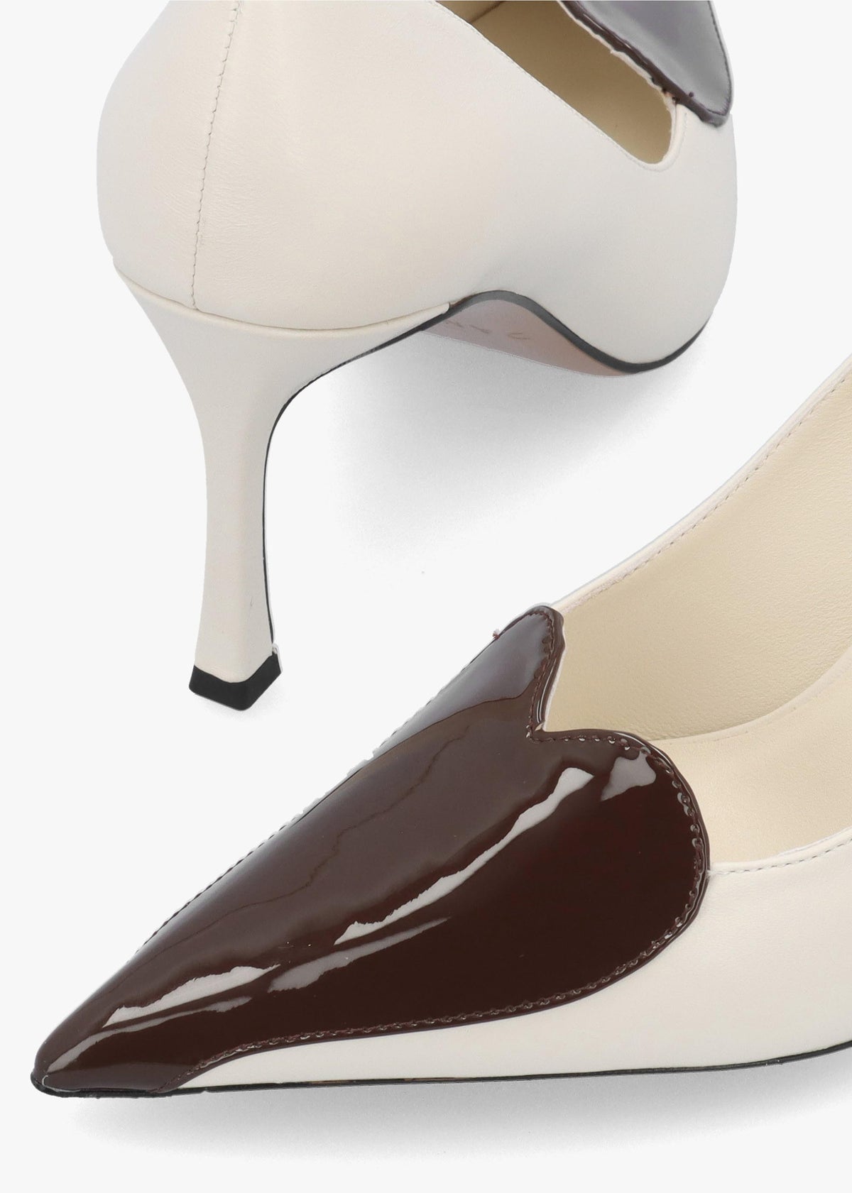 Daniel Elove Off White Leather Heart Toe Cap Court Shoes