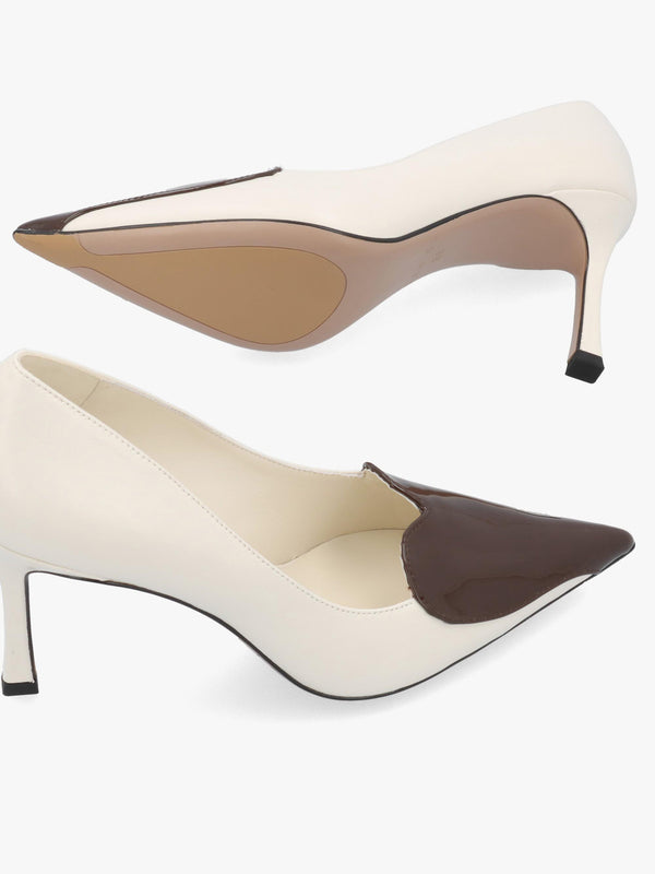 Daniel Elove Off White Leather Heart Toe Cap Court Shoes