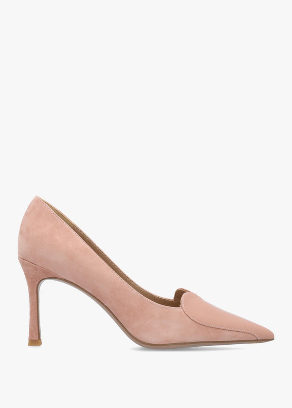 Daniel Elove Pink Suede Heart Toe Cap Court Shoes