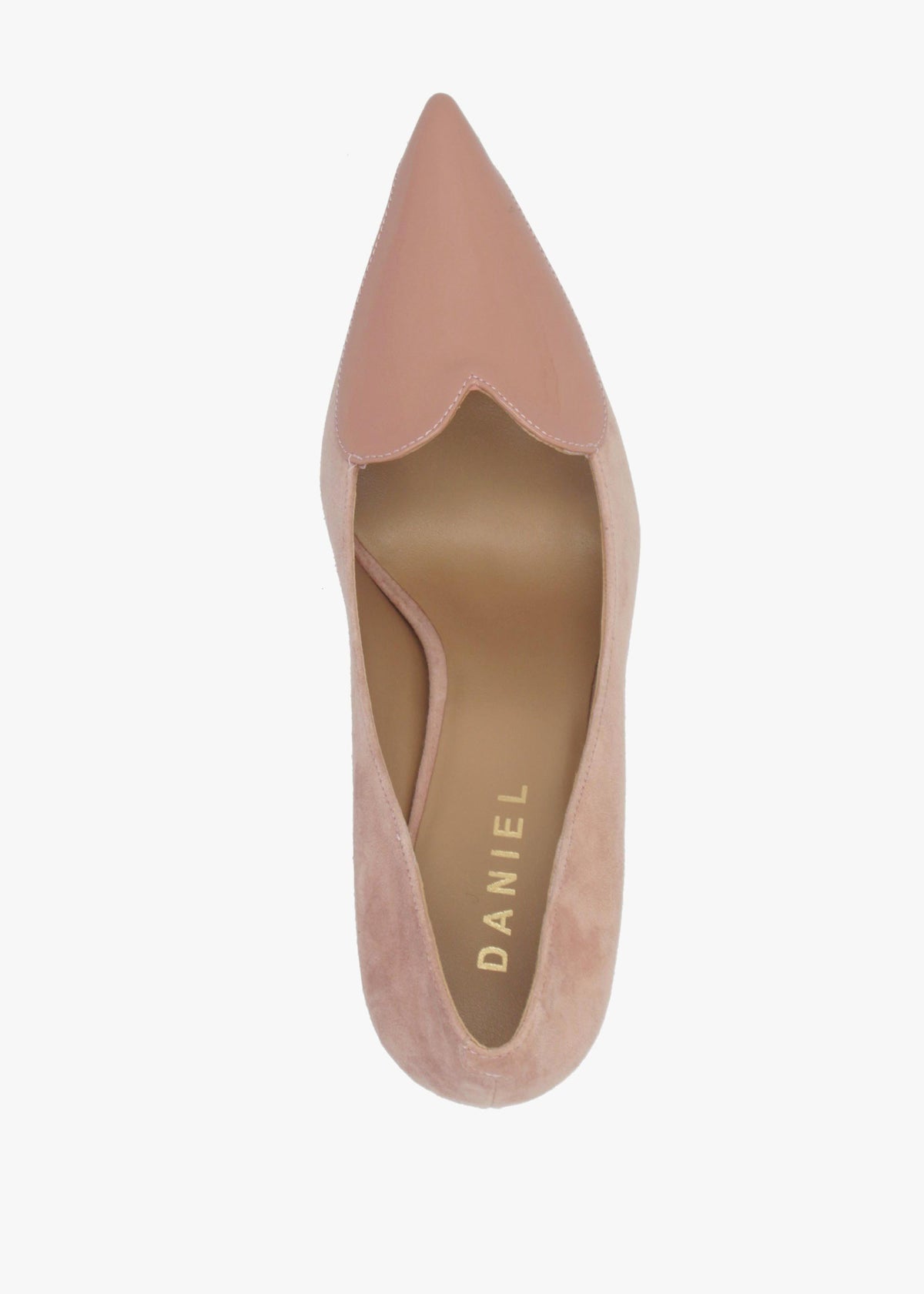 Daniel Elove Pink Suede Heart Toe Cap Court Shoes