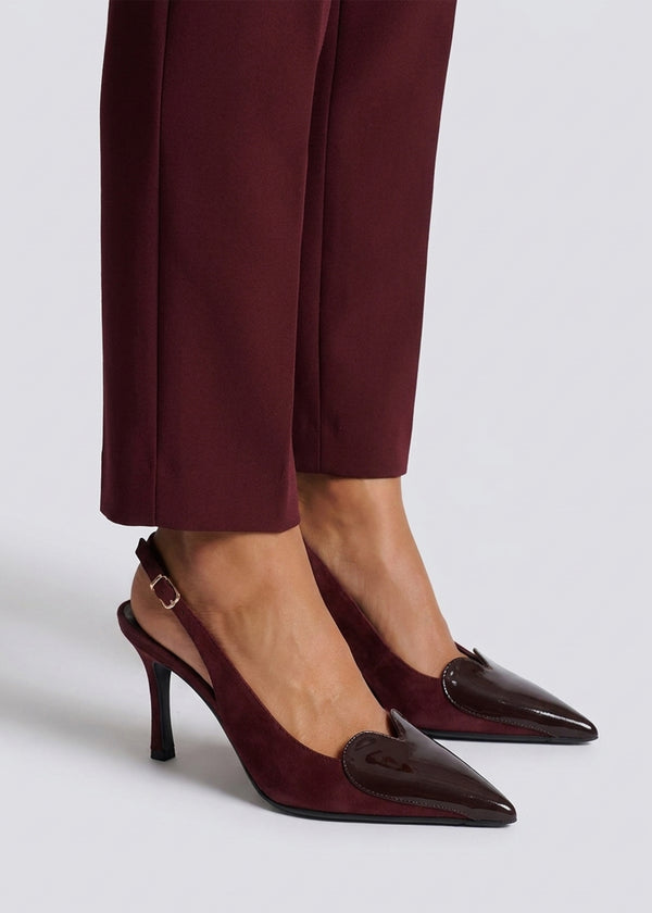 Daniel Elove Burgundy Heart Toe Cap Suede Heeled Sling Backs