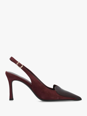 Daniel Elove Burgundy Heart Toe Cap Suede Heeled Sling Backs