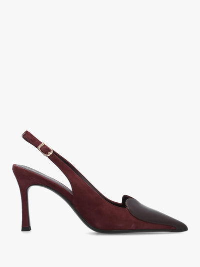 Daniel Elove Burgundy Heart Toe Cap Suede Heeled Sling Backs