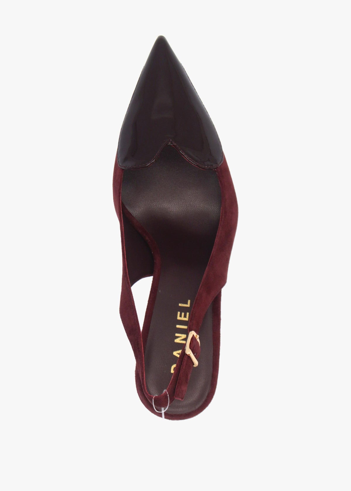 Daniel Elove Burgundy Heart Toe Cap Suede Heeled Sling Backs