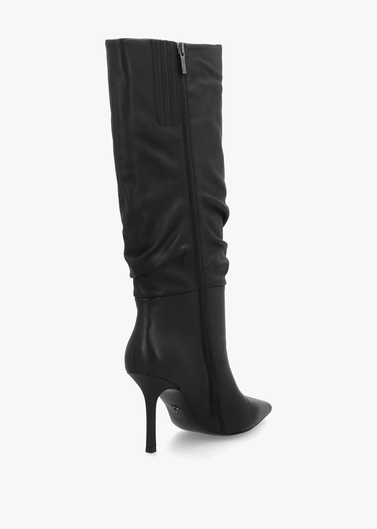 Daniel Emerge Black Leather Ruched High Heel Knee Boots