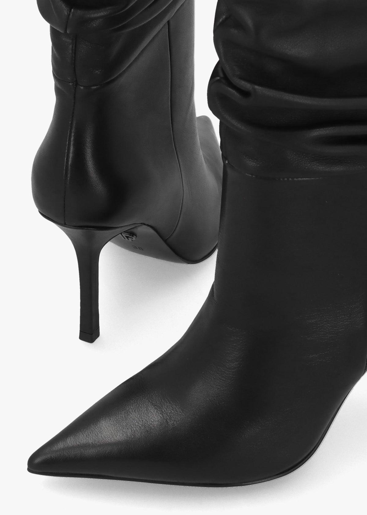 Daniel Emerge Black Leather Ruched High Heel Knee Boots