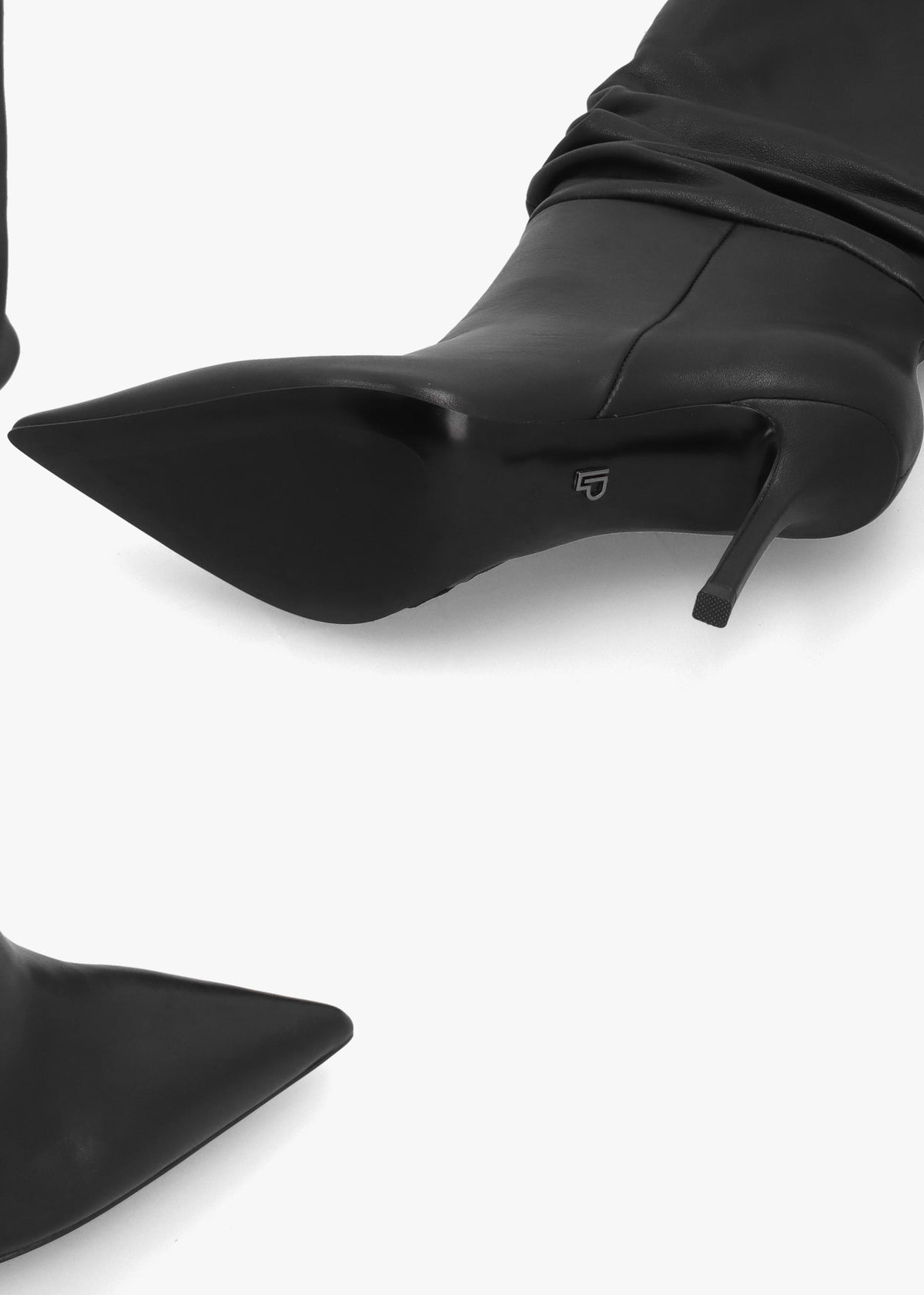 Daniel Emerge Black Leather Ruched High Heel Knee Boots