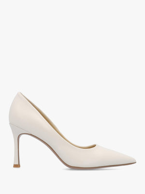 Enjoy Cream Leather High Heel Court Shoes