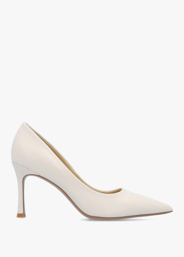 Enjoy Cream Leather High Heel Court Shoes