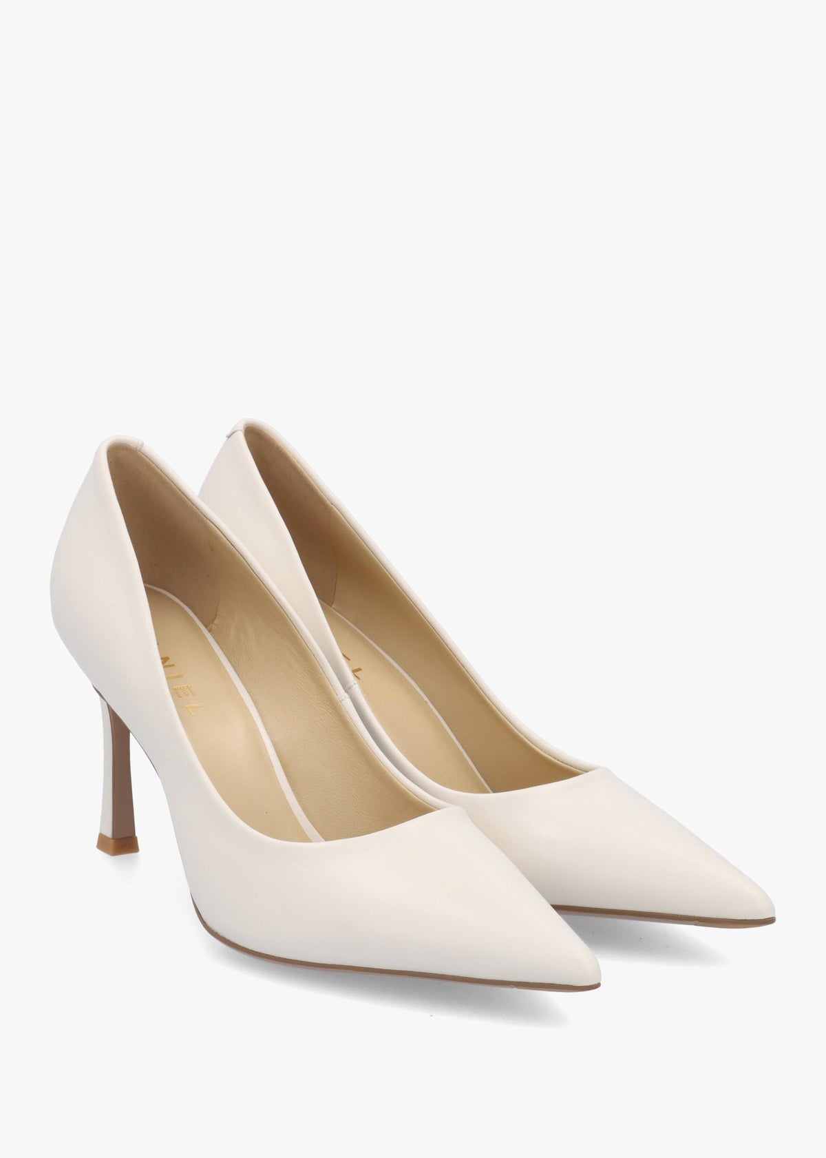 Enjoy Cream Leather High Heel Court Shoes