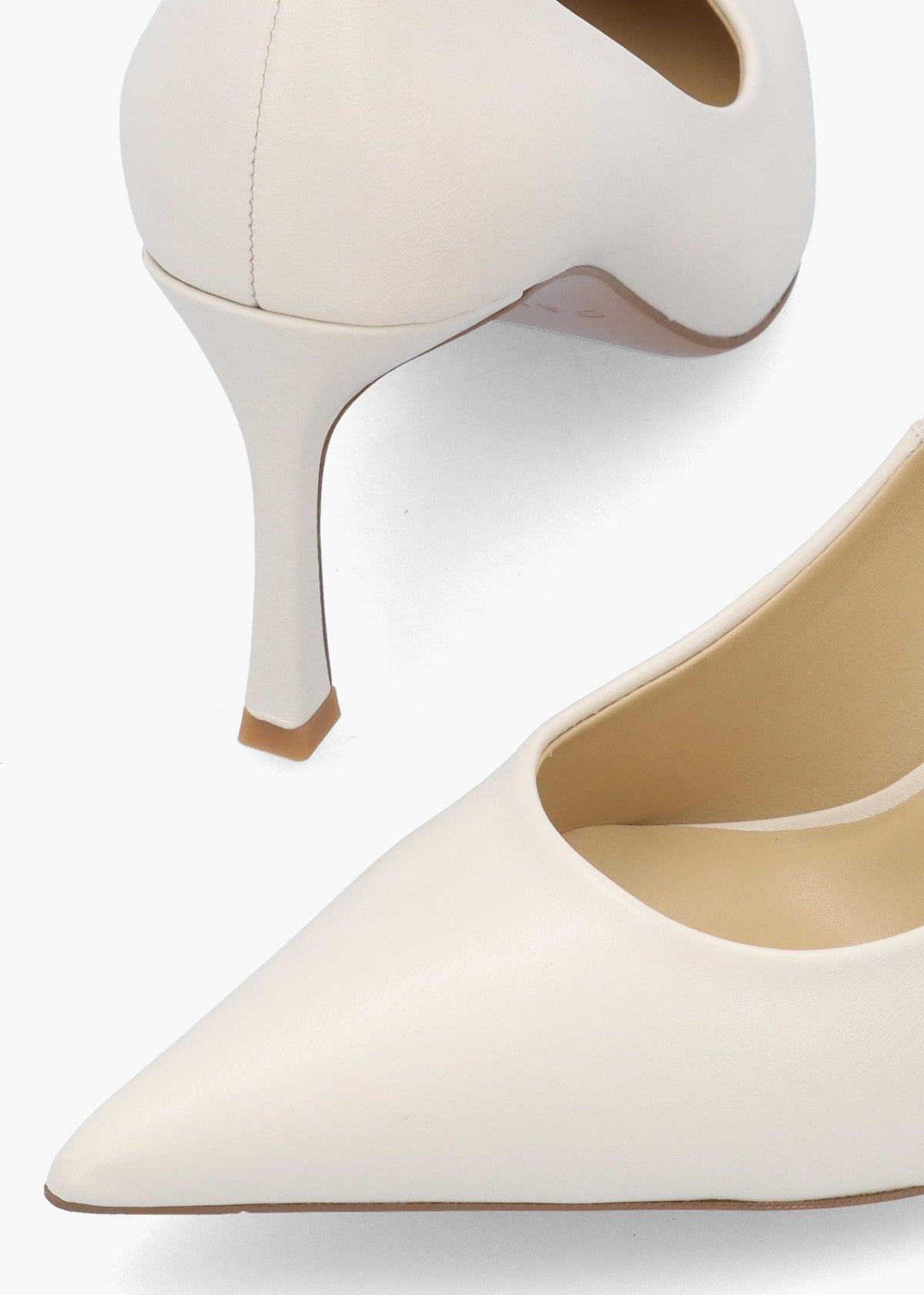 Enjoy Cream Leather High Heel Court Shoes