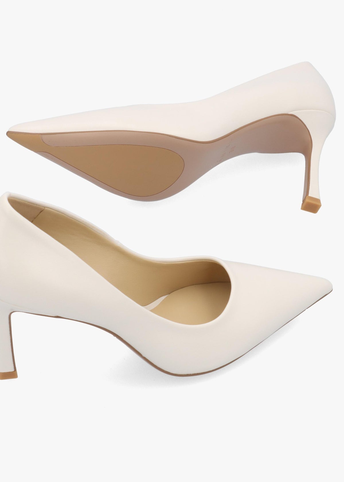 Enjoy Cream Leather High Heel Court Shoes