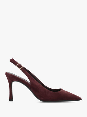 Daniel Enjoy Burgundy Suede Mid Heel Sling Back Court Shoes