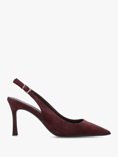 Daniel Enjoy Burgundy Suede Mid Heel Sling Back Court Shoes