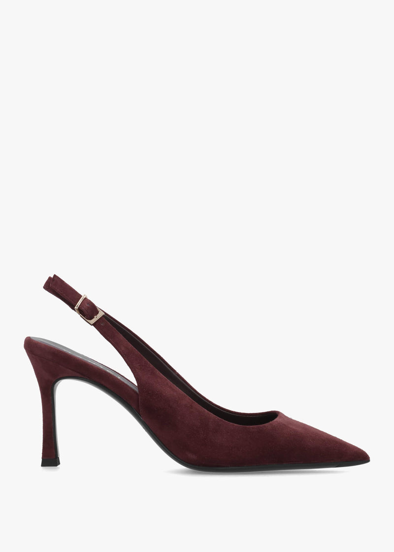 Daniel Enjoy Burgundy Suede Mid Heel Sling Back Court Shoes