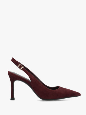 Enjoy Burgundy Suede Mid Heel Sling Back Court Shoes