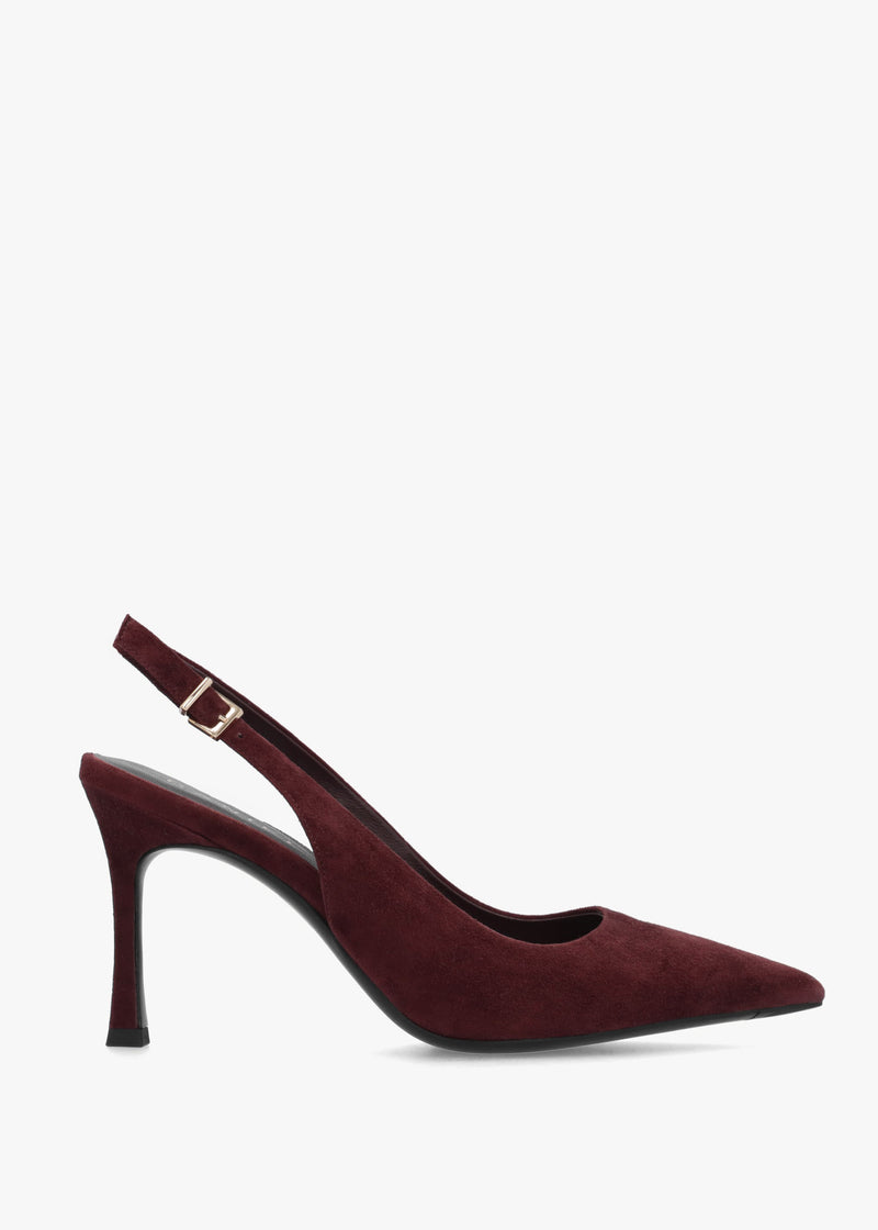 Enjoy Burgundy Suede Mid Heel Sling Back Court Shoes