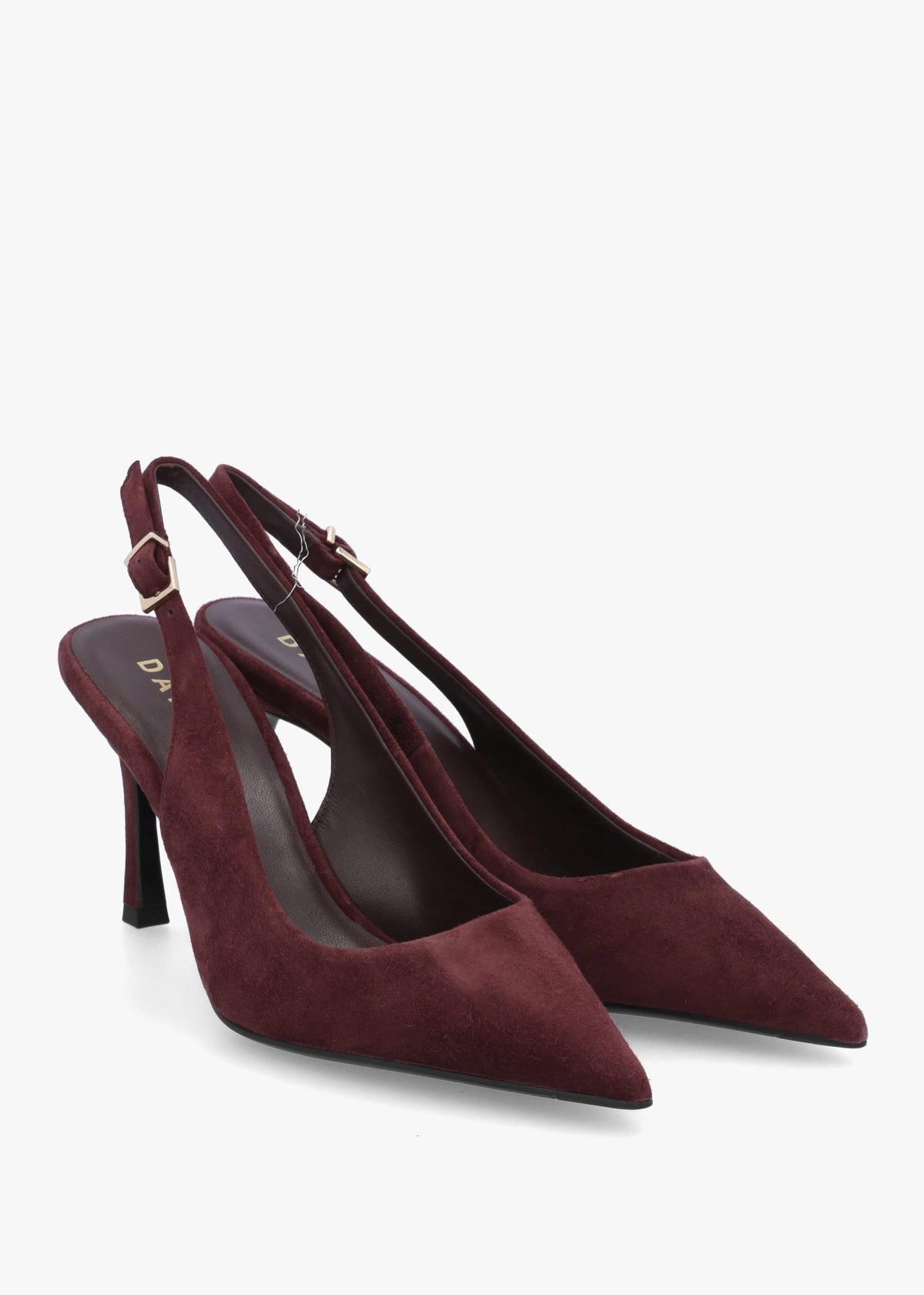 Daniel Enjoy Burgundy Suede Mid Heel Sling Back Court Shoes
