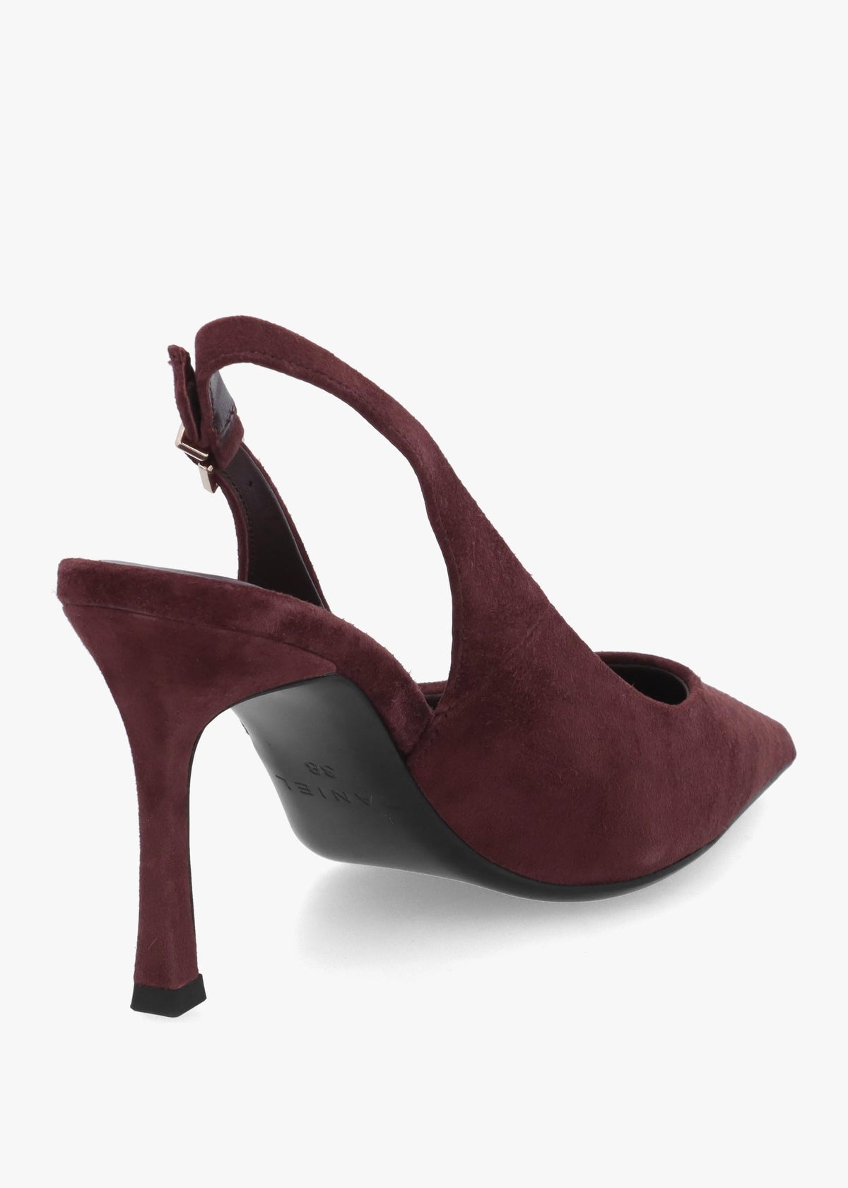 Daniel Enjoy Burgundy Suede Mid Heel Sling Back Court Shoes