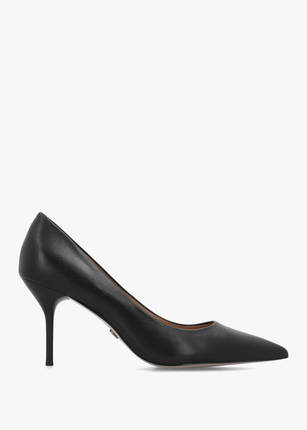 Daniel Etch Black Leather Heeled Court Shoes