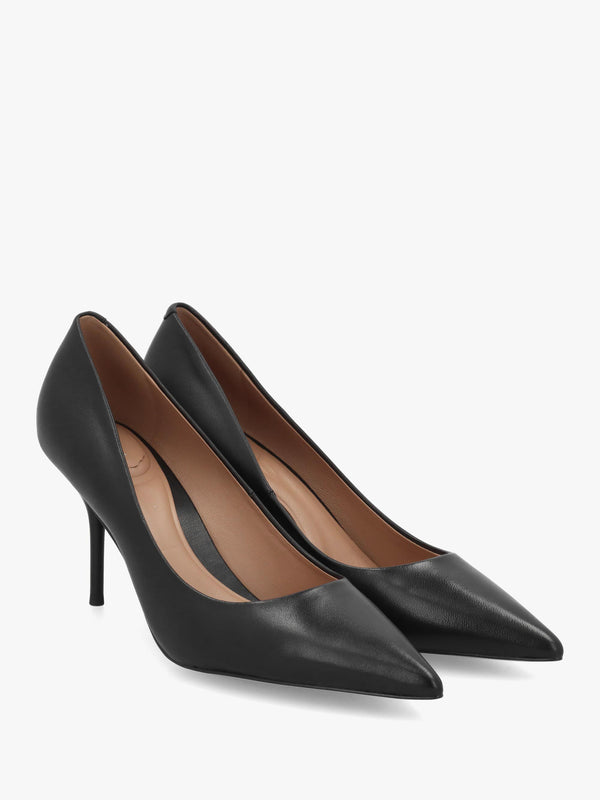 Daniel Etch Black Leather Heeled Court Shoes