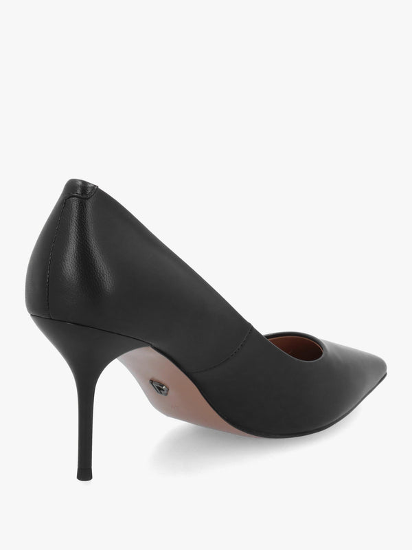 Daniel Etch Black Leather Heeled Court Shoes