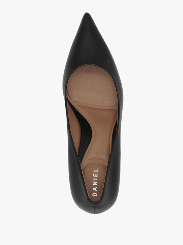 Daniel Etch Black Leather Heeled Court Shoes