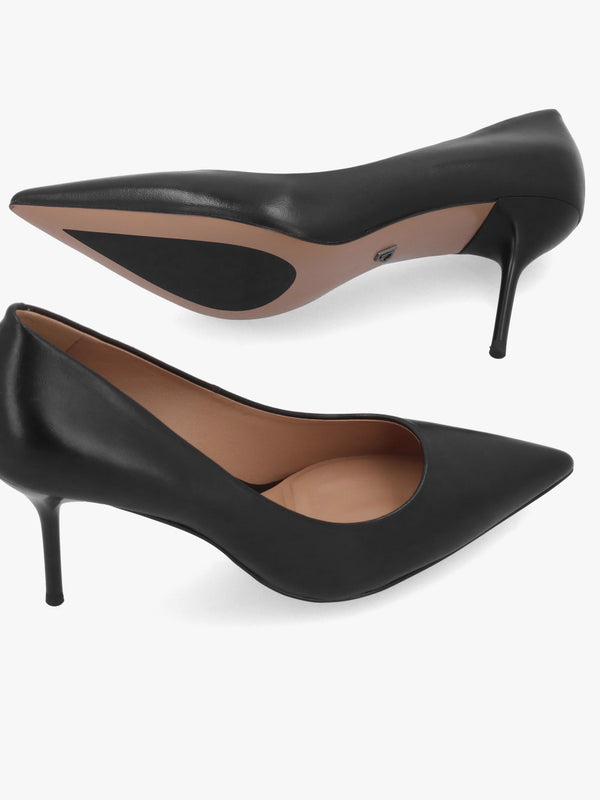 Daniel Etch Black Leather Heeled Court Shoes