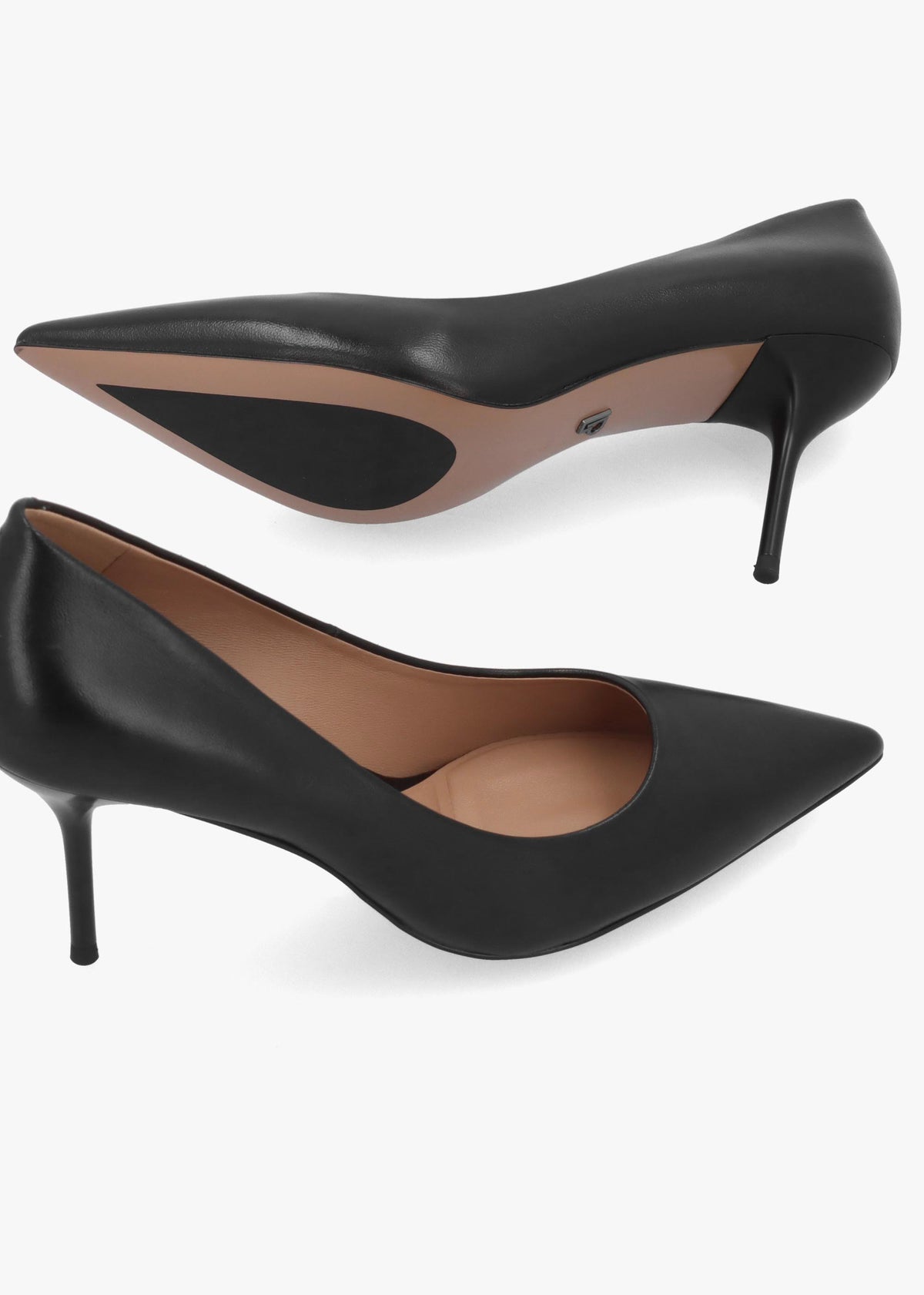 Daniel Etch Black Leather Heeled Court Shoes
