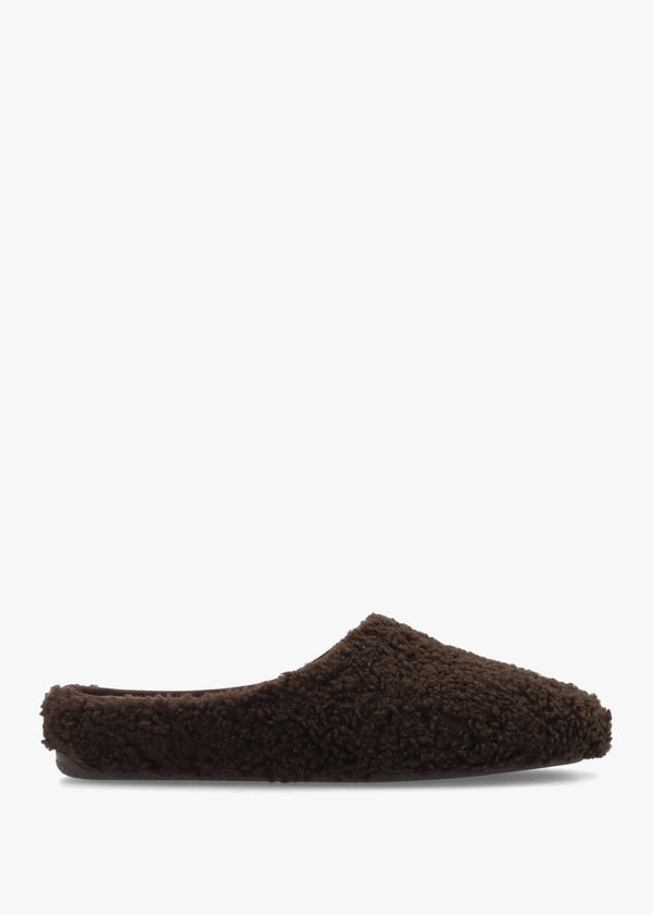 Heddy Brown Teddy Fleece Mule Slippers