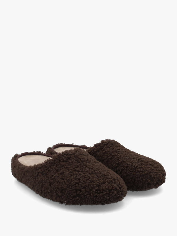 Heddy Brown Teddy Fleece Mule Slippers