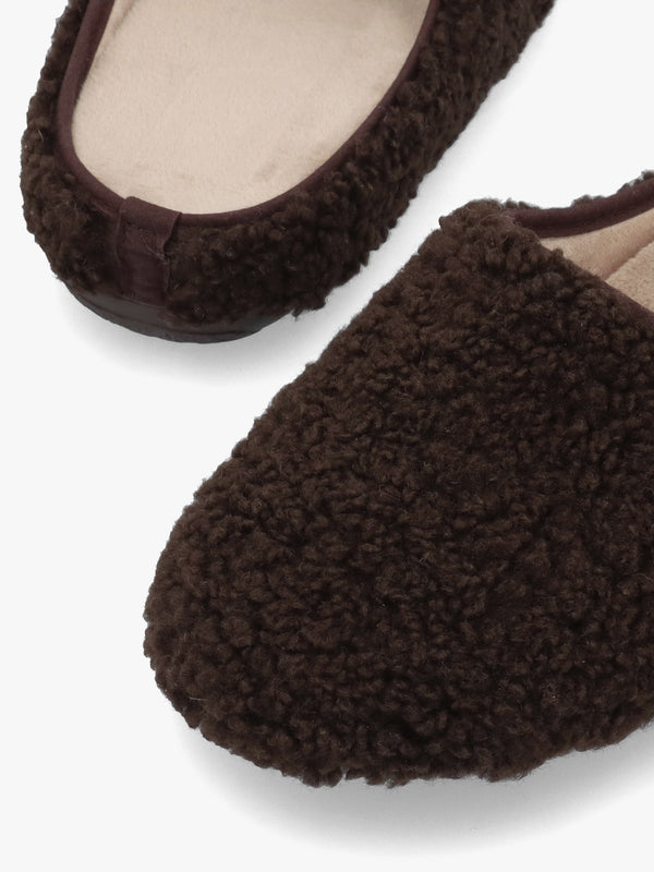 Heddy Brown Teddy Fleece Mule Slippers