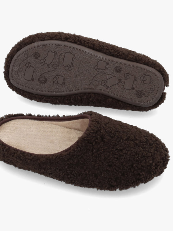 Heddy Brown Teddy Fleece Mule Slippers