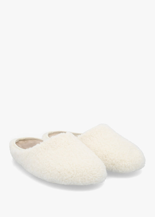Heddy Cream Teddy Fleece Mule Slippers
