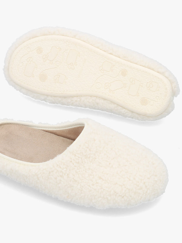 Heddy Cream Teddy Fleece Mule Slippers