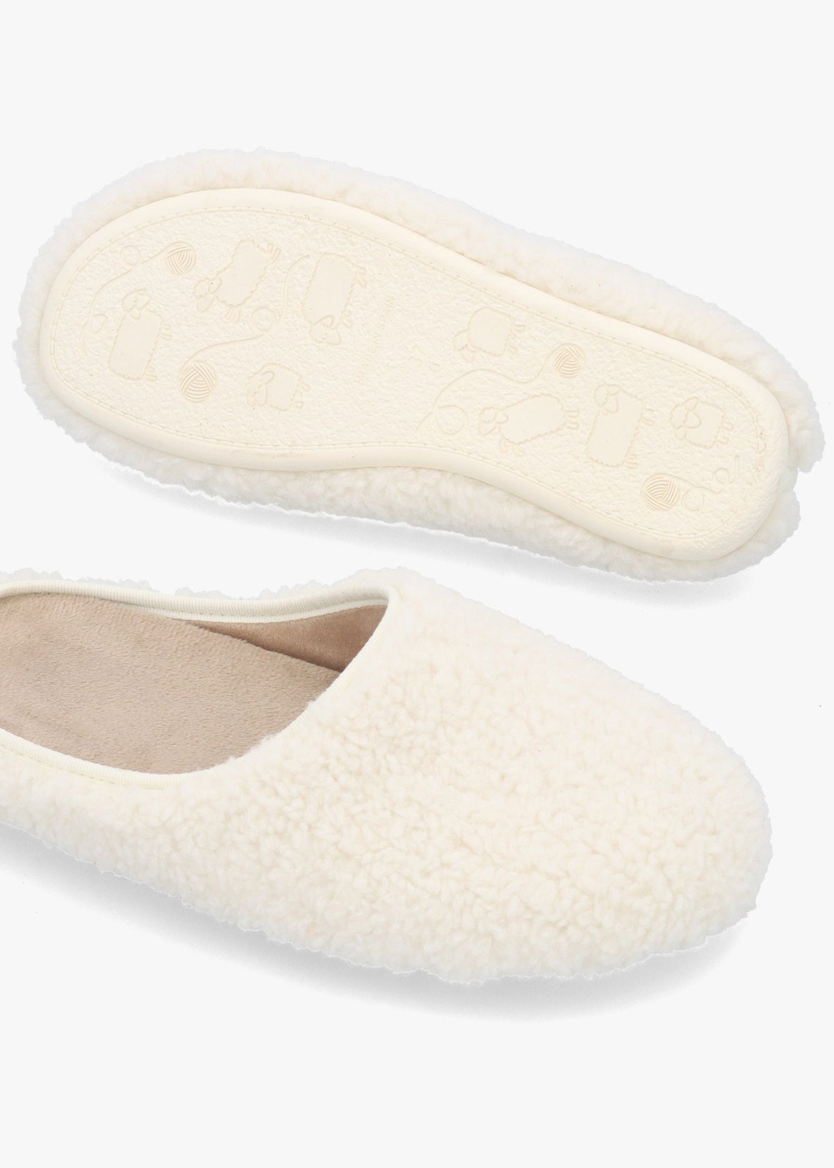 Heddy Cream Teddy Fleece Mule Slippers