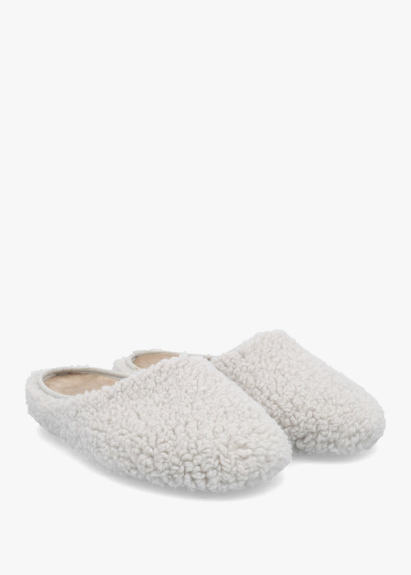 Heddy Grey Teddy Fleece Mule Slippers