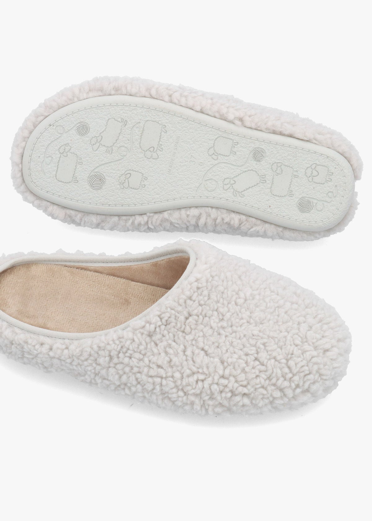 Heddy Grey Teddy Fleece Mule Slippers
