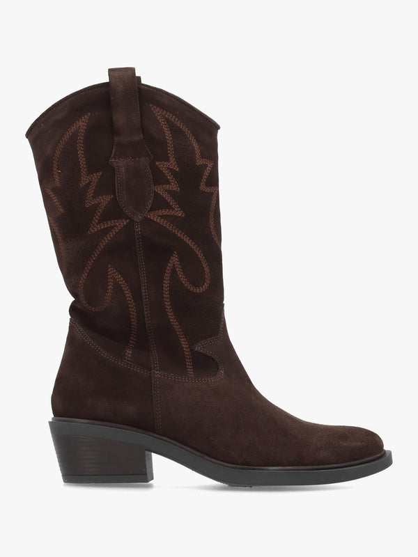 Daniel Irana Brown Suede Western Calf Boots